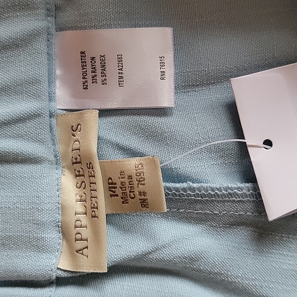 Women's Appleseed's Petites Trousers, Sky Blue, Size 14P, NWT - Picture 7 of 8